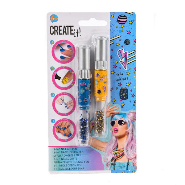 Nail Art Kynä - Strassikiviä ja liimaa MultiColor Blå/guld