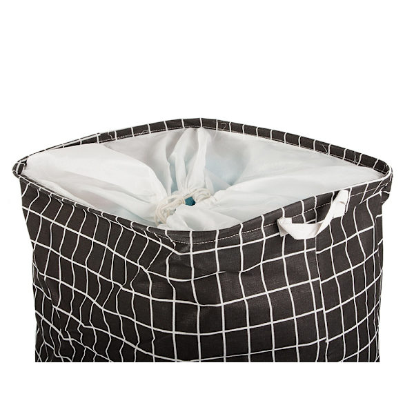 Hopfällbar Tvättkorg - 90L Black Svart (Rutig)