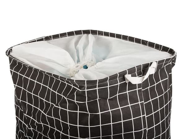 Hopfällbar Tvättkorg - 90L Svart & Vit