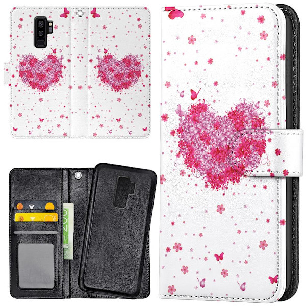 Samsung Galaxy S9 Plus - Lommebok Deksel Blomsterhjerte Multicolor