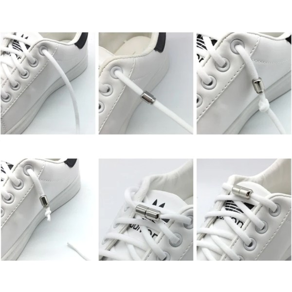 Knytfri elastiske skolisser - Unngå å knyte skoene White
