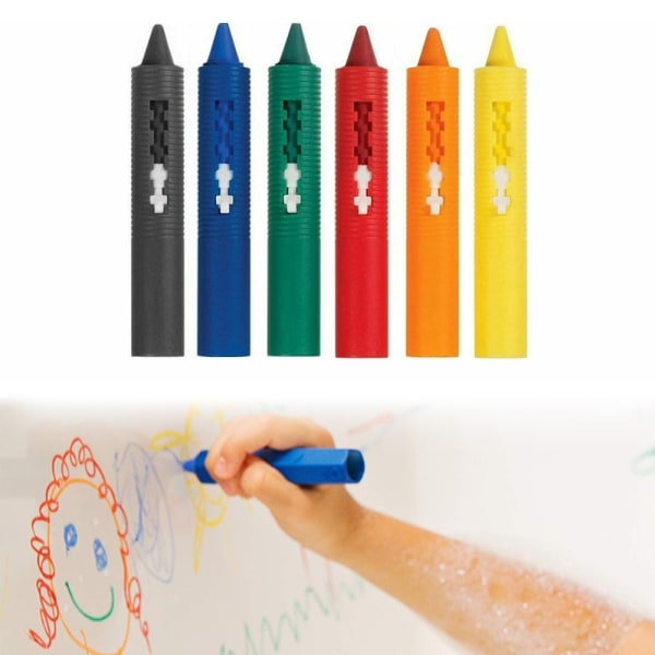 6-Pack - Badkritor för Barn - Badleksak - Färgpennor till Badkar multifärg