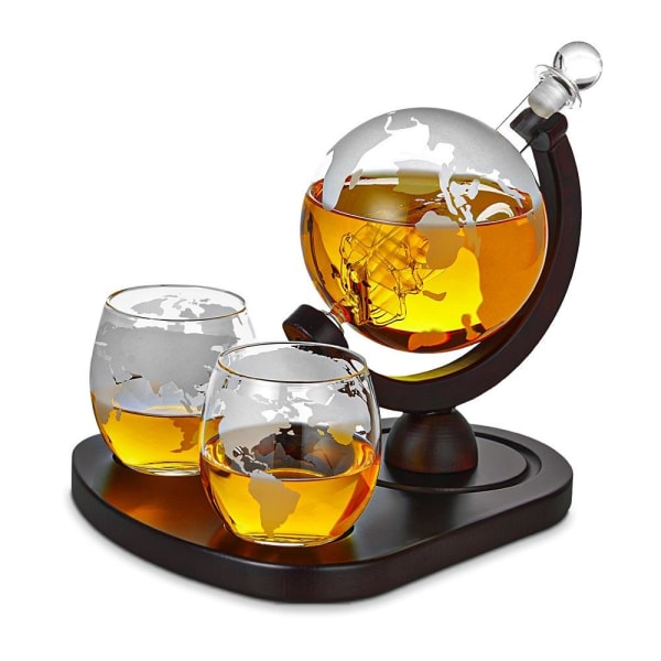 Glob Carafe Deluxe - Whisky Glass & Whisky Stones - Viski Dark brown