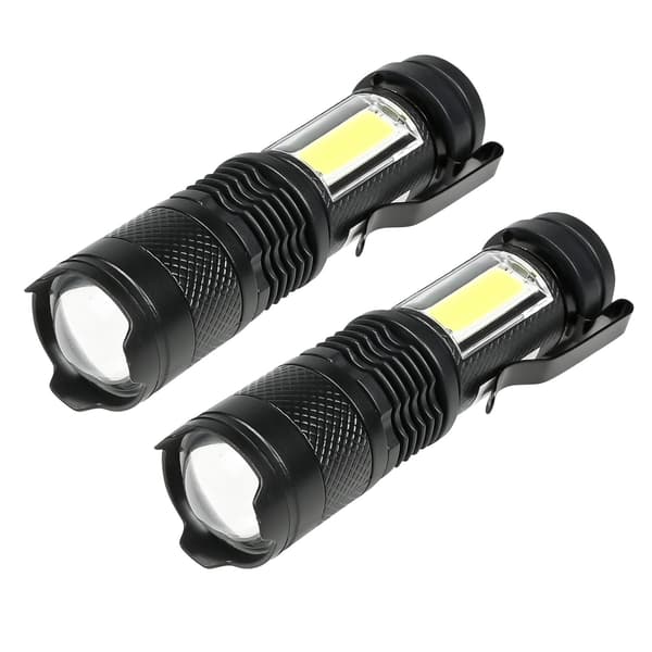 Ficklampa COB uppladdningsbar 2 st