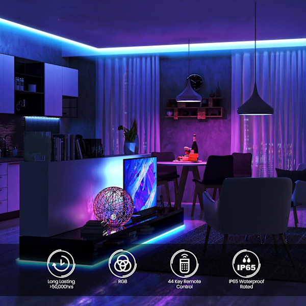 10 Meter - LED-Strip Lights med RGB / Lyskæde / LED-liste Multicolor