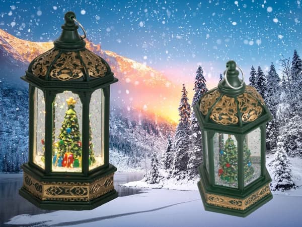Led lykta julgran dekoration med glitter