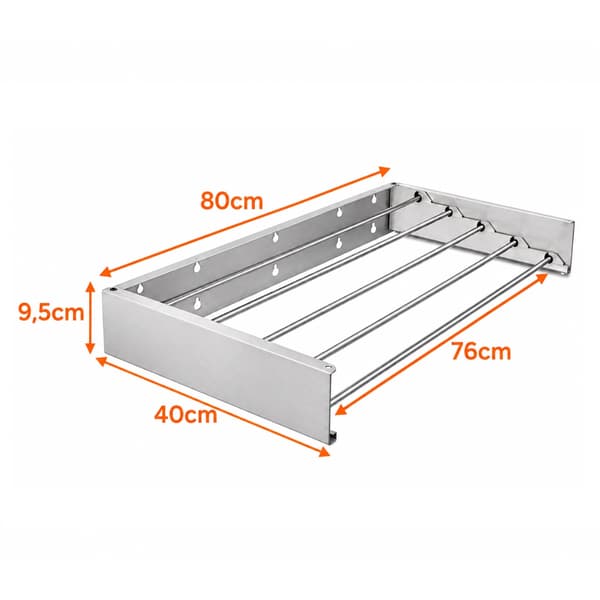 Kokoontaitettava kuivausteline 80 cm – Seinäkiinnitteinen 4-Pack