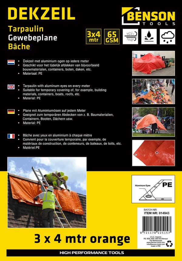 Presenning 3 x 4 m orange