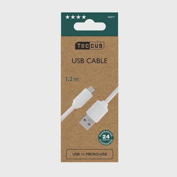 Vivanco Micro-USB Ladd-/Synk. kabel 1.2m Vit
