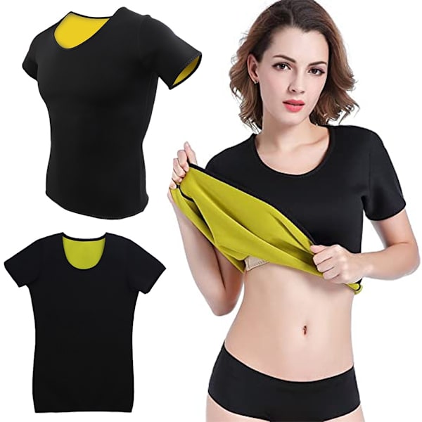 Lyhythihainen Kompressiopaita / Fitnesspaita Neopreeni – T-shirt Naiset Black M