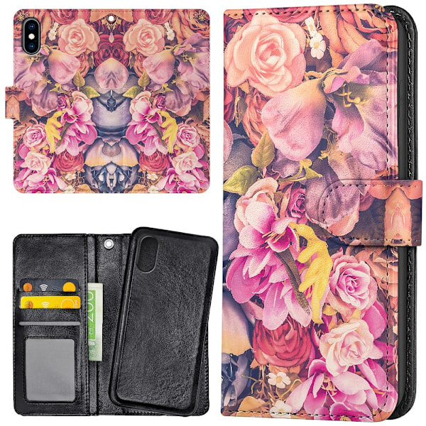 iPhone X/XS - Plånboksfodral/Skal Roses