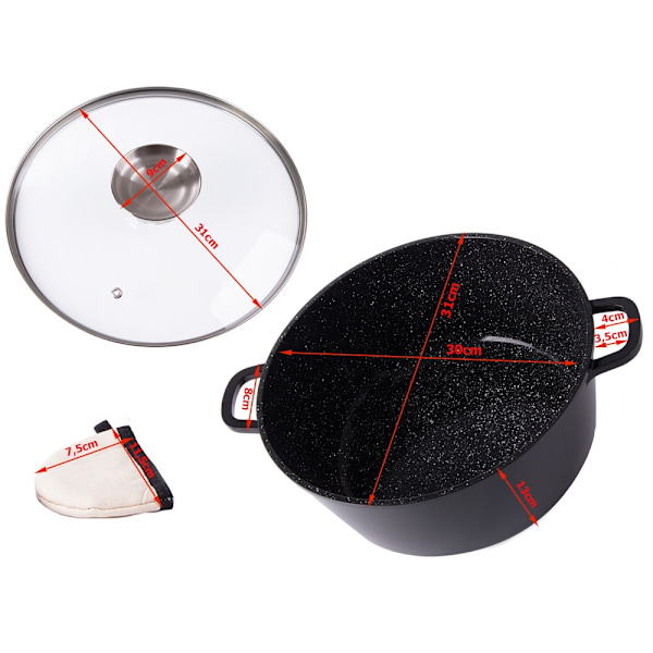 8L Gryta med lock – Non stick beläggning – Induktionshäll