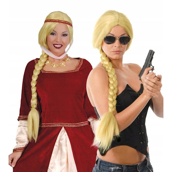Blond Flätad Peruk Gul