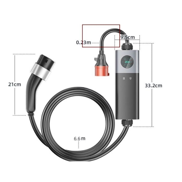 Bärbar Laddare - JATRHG - Typ 2 - 11kW - 7M - 380V 16A - IP55 Svart