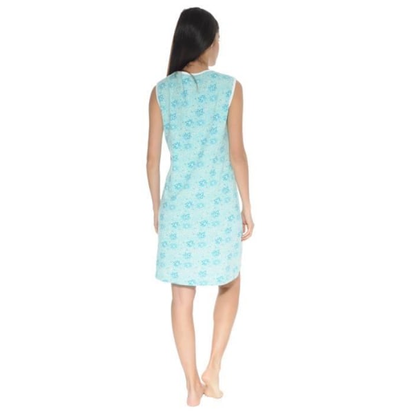 Yöasu - Madeline - 4078 - 100% Puuvilla - Kukkatulostus - Olkapäät paljaana Blå 36