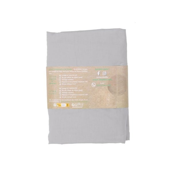 Drap housse Doulito - 100x190 cm - Tillverkad i Frankrike - Bomull - Grå Grå