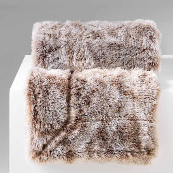 Plaid med pels effekt - 180 x 220 cm - Cocooning - Brun