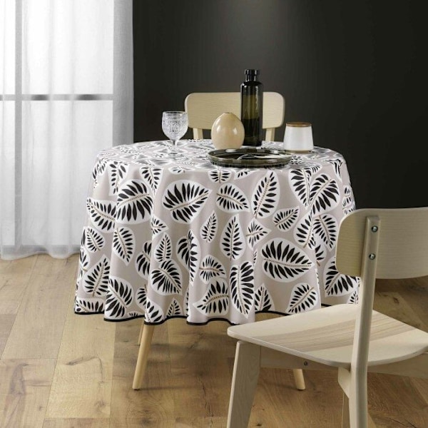 Rund dug (0) 180 cm polyester trykt alma Noir Svart