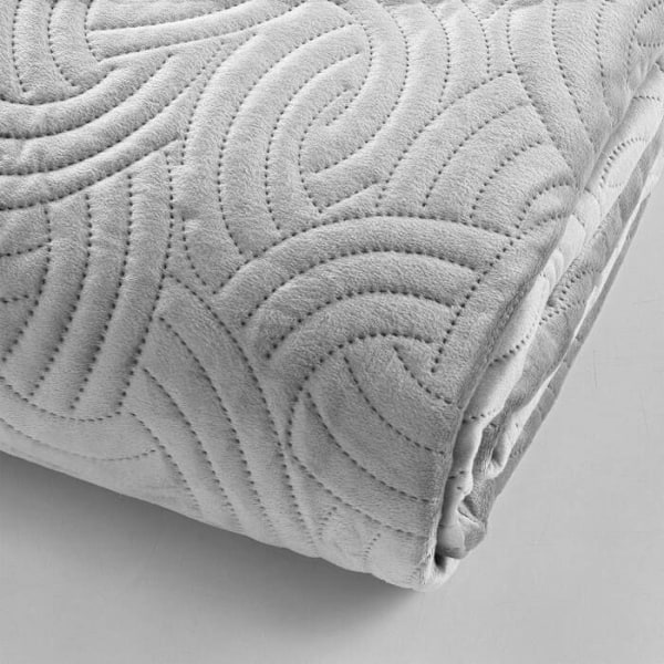 Sengebetræk - INDEHARMONI - 220x240 cm - Velours - Grafisk relief - Grå Grå