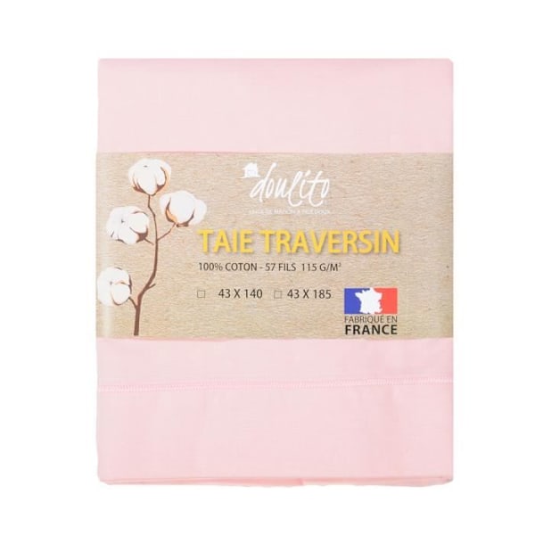 Taie de traversin Doulito - 43x185 cm - Tillverkat i Frankrike - Bomull - Rosa