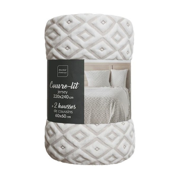 Duvet överdrag 2 pers matelasserad + 2 fodral 60x60 220 x 240 cm jersey/mikrofiber Joana Beige