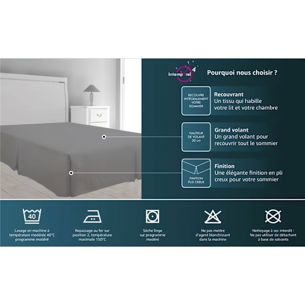 Cache sommier plateau 3 plader 140x190 cm hvid - Hvid