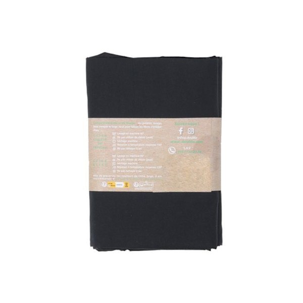 Drap housse Doulito - 140x200 cm - Fremstillet i Frankrig - Bomuld - Sort Svart