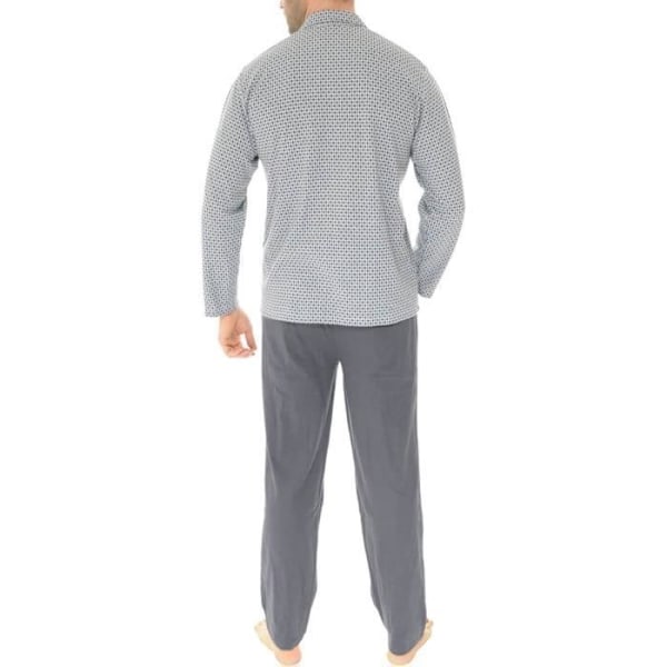 Pyjama pitkä Christian Cane - Mies - Harmaa - Pitkät hihat - Käännettävä kaulus - Napit suljettu Grå, vit och svart XL