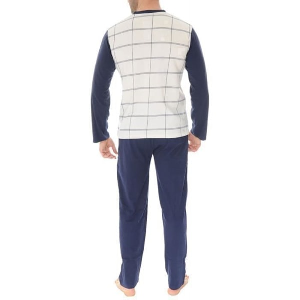 Pyjama pitkä puuvilla suljettu Christian Cane beige - Aikuinen - Sekä miehille että naisille Beige och marinblå XXL