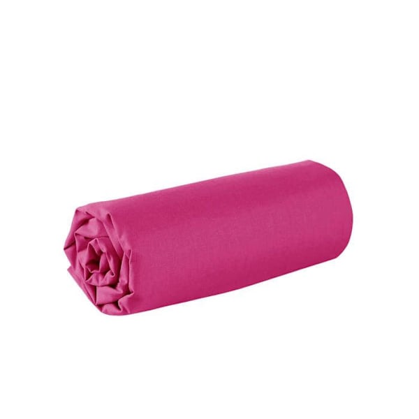 Drap housse - 160 x 200 cm - 100% bomuld - 57 tråde - Frankrig - Fuchsia Grön