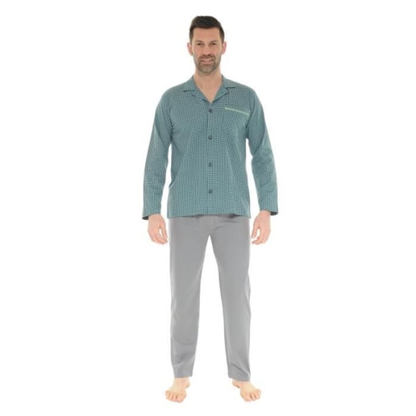 Pyjama Lang Mand - CHRISTIAN CANE - DELMONT - Mørkegrå - Krave - Elastisk Bælte Grå M