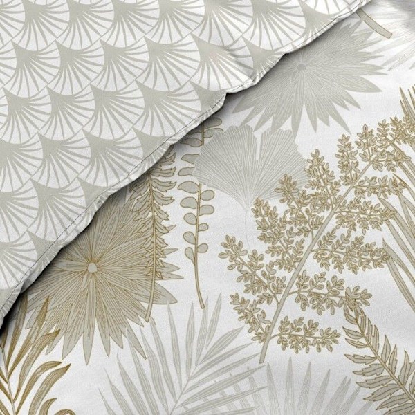Housse de couette 240 x 220 cm percale de coton 78 fils imprimé Melisse Beige