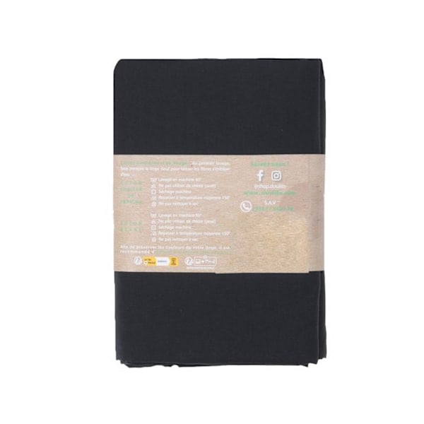 Drap housse Doulito - 90x200 cm - Fremstillet i Frankrig - Bomuld - Sort Svart