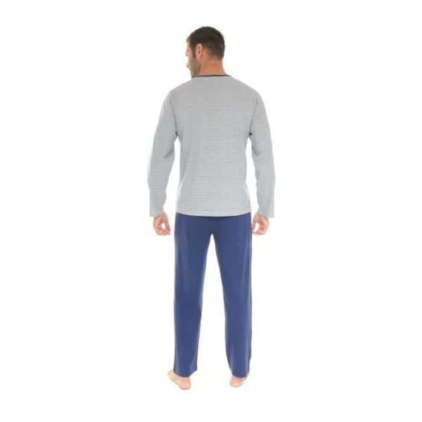 Pyjamas Lång - Woody - 5840 - Tunisisk Färg - Geometriskt Mönster - 100% Bomull Blå XXL