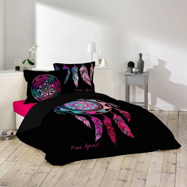 Påslakanset - DOUCEUR D'INTERIEUR - 220x240 cm - 100% bomull - 2 örngott - Flerfärgad FLERFÄRG