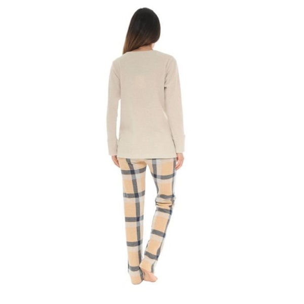 Pyjamas Lang Beige THEA - Pilou Pilou 4906 - Rund Hals - Elastisk Linning - Hurtig Levering Beige 44