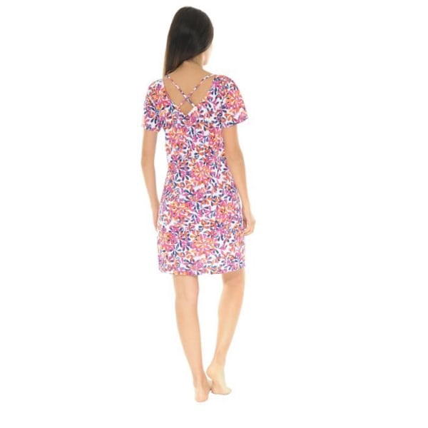 Sommarklänning - VALENIA - 6479 - 100% bomull - Öppen rygg - Blommönster Rosa 48