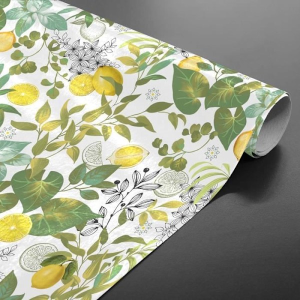 Vaxduk på metervara - Bredd 140 cm - Blad och Citroner - Grön