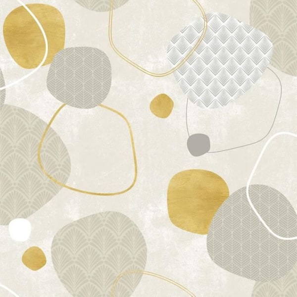 Vaxduk - Ej specificerad - Grafiska mönster beige - Bredd 140 cm - Tvättbar - Längd upp till 20 meter beige, gyllene, grå