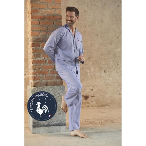 Pyjama Tailleur - Sininen Arvoitus - 5526 - Puuvilla - Vichy - Tyylikäs Blå XXL