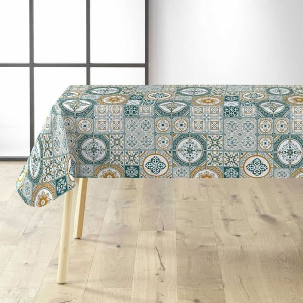 Vaxduk - INRENS Mjukhet - Betongplattor - Smaragd - Bredde 140 cm - Tvättbar Smaragd, gul, vit