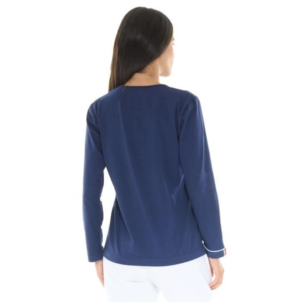 T-shirt med långa ärmar - Forezienne topp - 7776 - Blå - Tillverkad i Frankrike - Milanotyg med borstad yta Blå 42