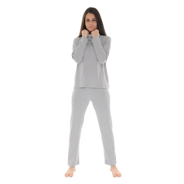 Pyjamas Lång Dam - PILUS - Andréane - Stickad Tråd - Elastisk Midja - Ljus Grå Grå 40