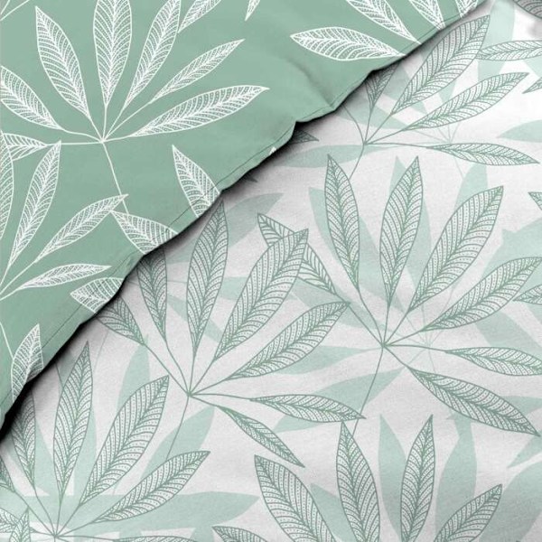 Vändbar täckjacka 260 x 240 cm – 57-trådig bomull Malia Sage Salvia