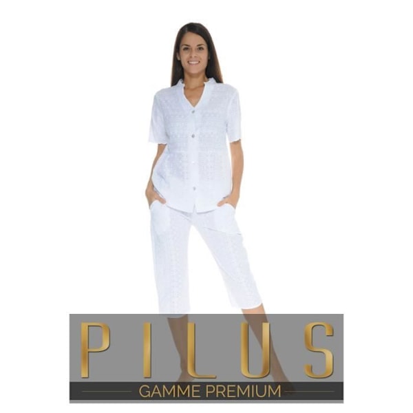 Pyjamas med knappar i vitt Oscarine Pyjamaskläder för kvinnor 4409 Vit 38
