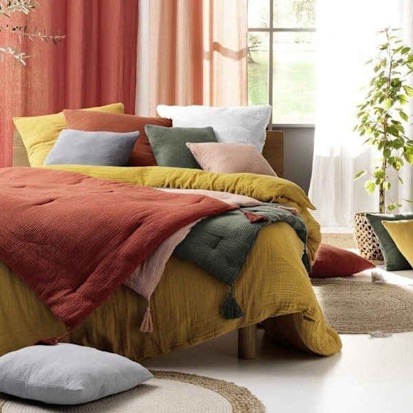 Sängkläder - ANGELIA - 3 delar - 260x240 cm - Dubbel gas - 100% bomull - Rosa Rosa