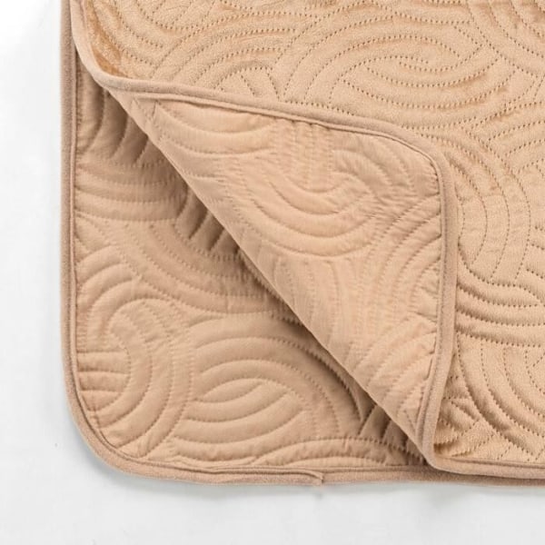 Sengetæppe - INDSATSENS BLØDHED - 220x240 cm - Velour - Grafisk relief - 2 pudevårdsæt Grå, Lin