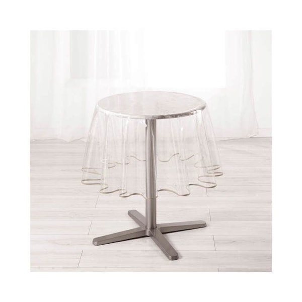 Rund glasborddug - Diameter 180 cm - Taupe Kant - Transparent Mol