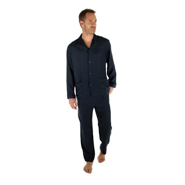 Pyjamas - PILUS - Jaipur - 100% Silke - Knappet Jakkesæt - Marine Farve - Kvinde Blå S