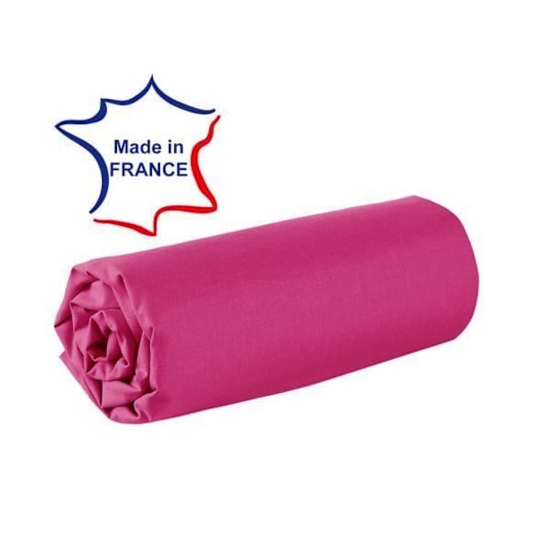 Drap housse - 100% bomuld - 57 tråde - 180 x 200 cm - Lyserød Fuchsia